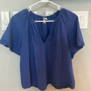 A New Day blue/purple s/s waffle pattern blouse